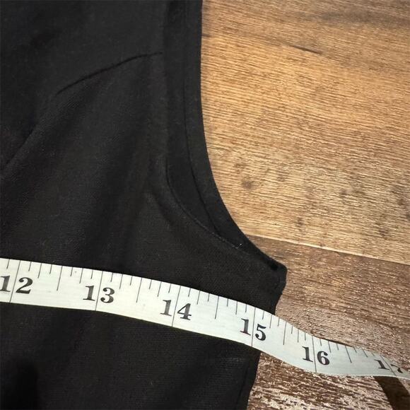 Minimalist Black Sleeveless Dress Duster Tunic Button Front Collar Lagenlook S - Picture 9 of 10